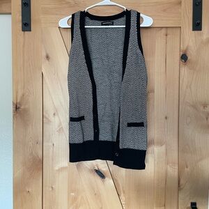 Express Black and White Herringbone Vest
